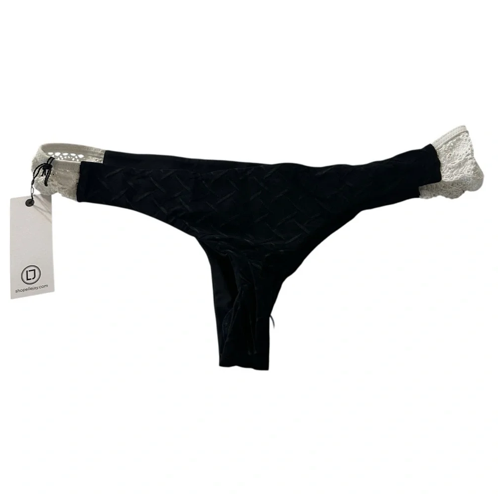 Ellejay Black and White Lace Pula Bikini Bottom L - Picture 6 of 9